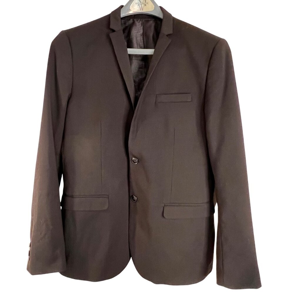 H&M Mens Slim Fit Black Blazer Size 42R 2-Button Closure Notch Lapel Career